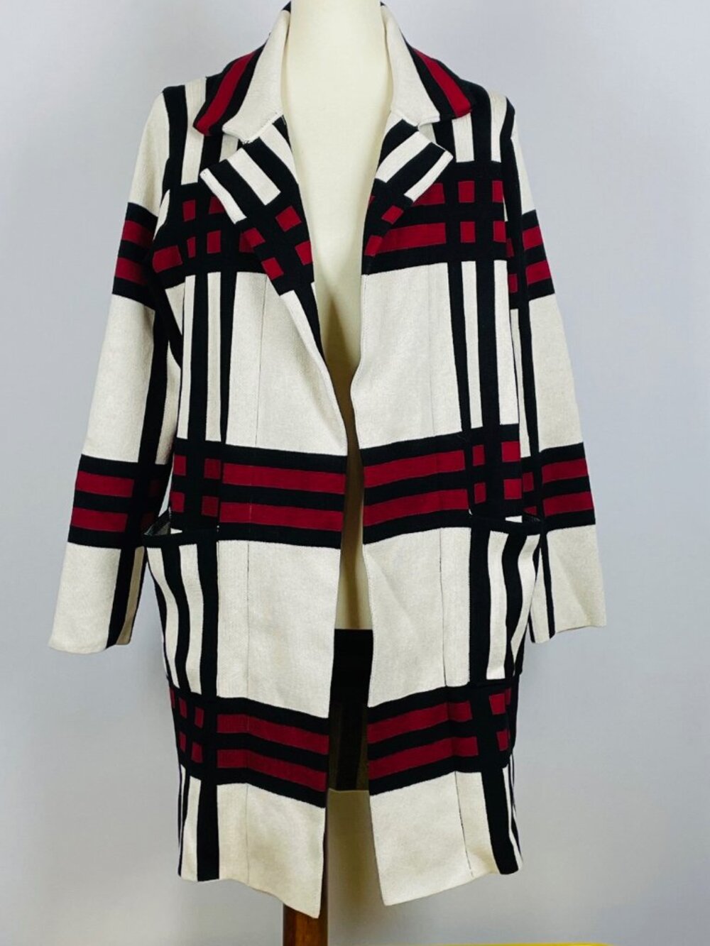 Anthropologie oliver. o Duster Cardigan Sz L Color Block Mondrian Bold Street